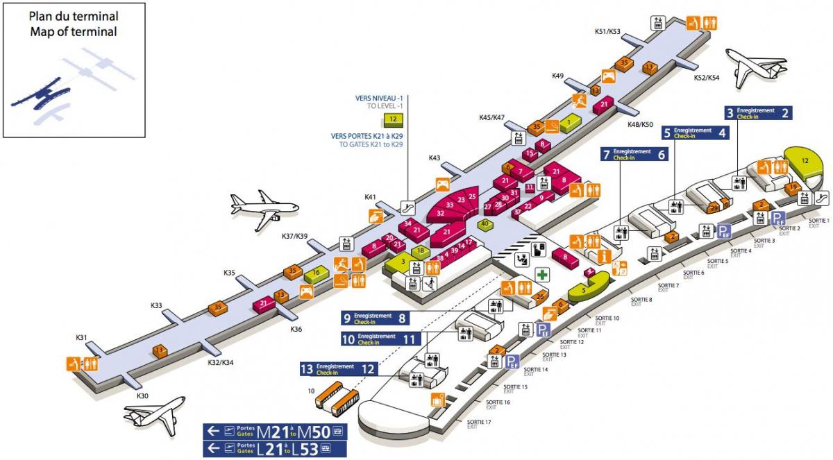 Karta över CDG airport terminal 2E