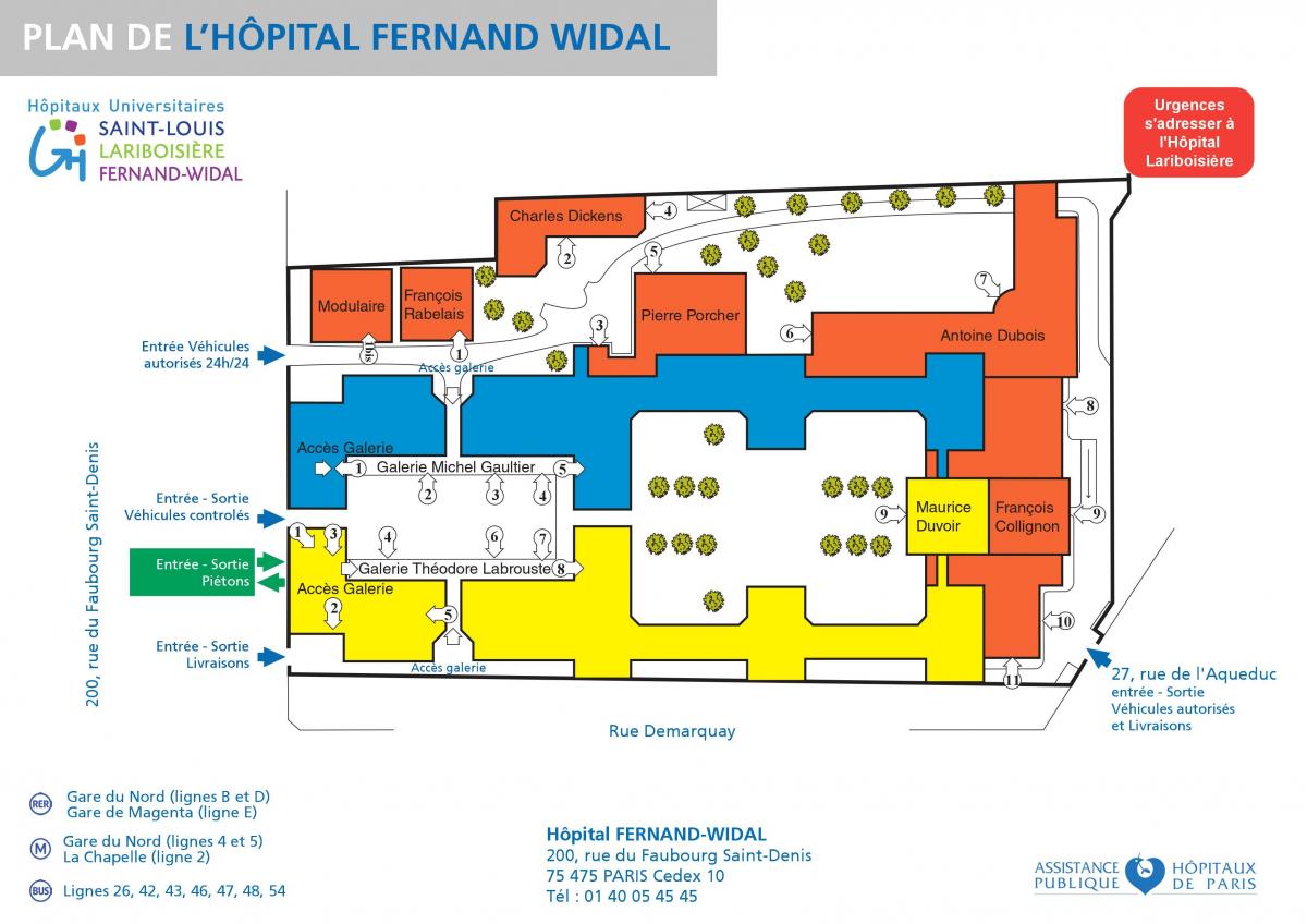 Karta över Fernand-Widal sjukhus
