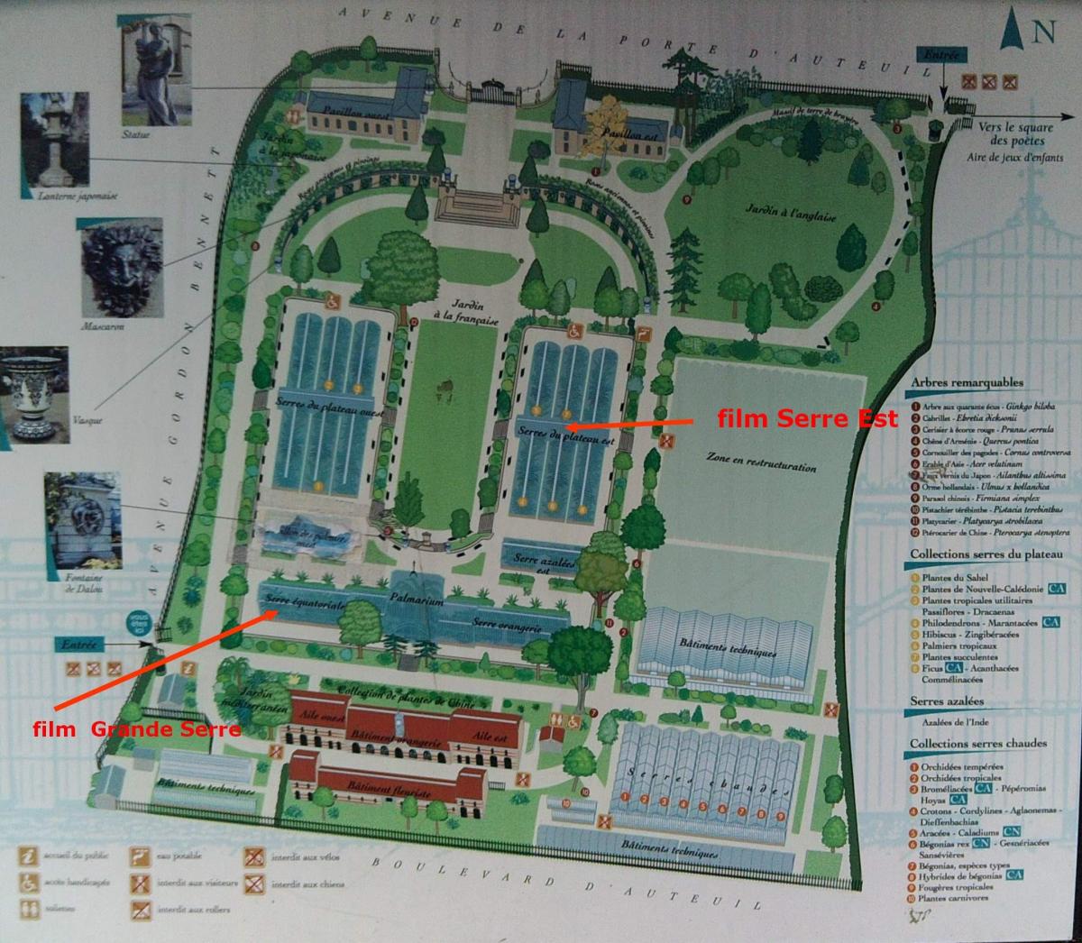 Karta över Jardin des Serres d ' Auteuil