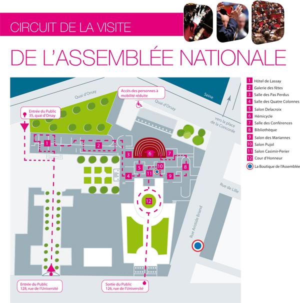 Karta över Palais Bourbon