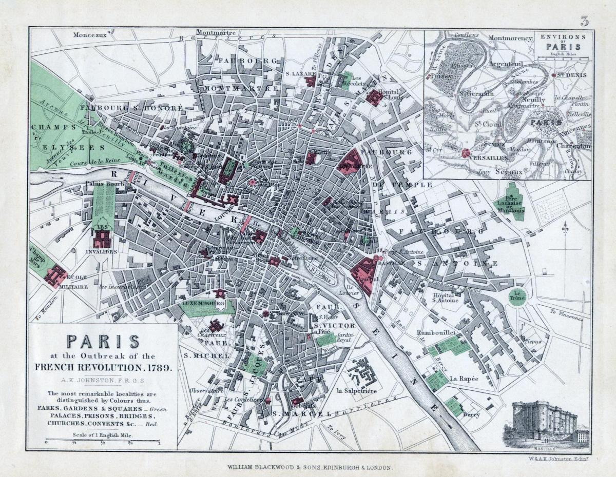 Karta över Paris 1789