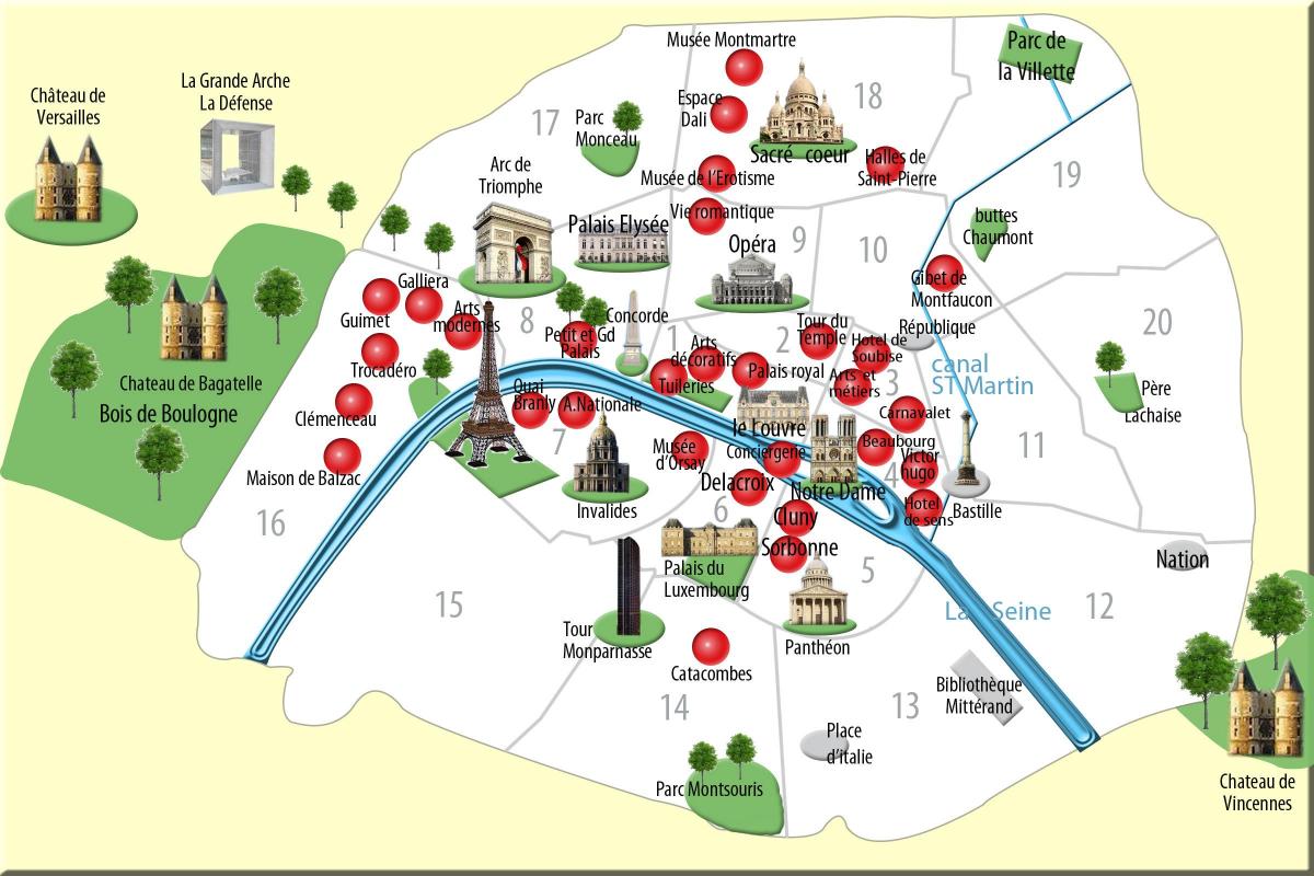 Karta över paris monument