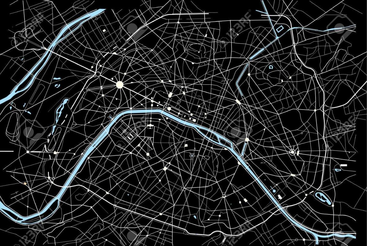 Karta över Paris i Svart och Vitt