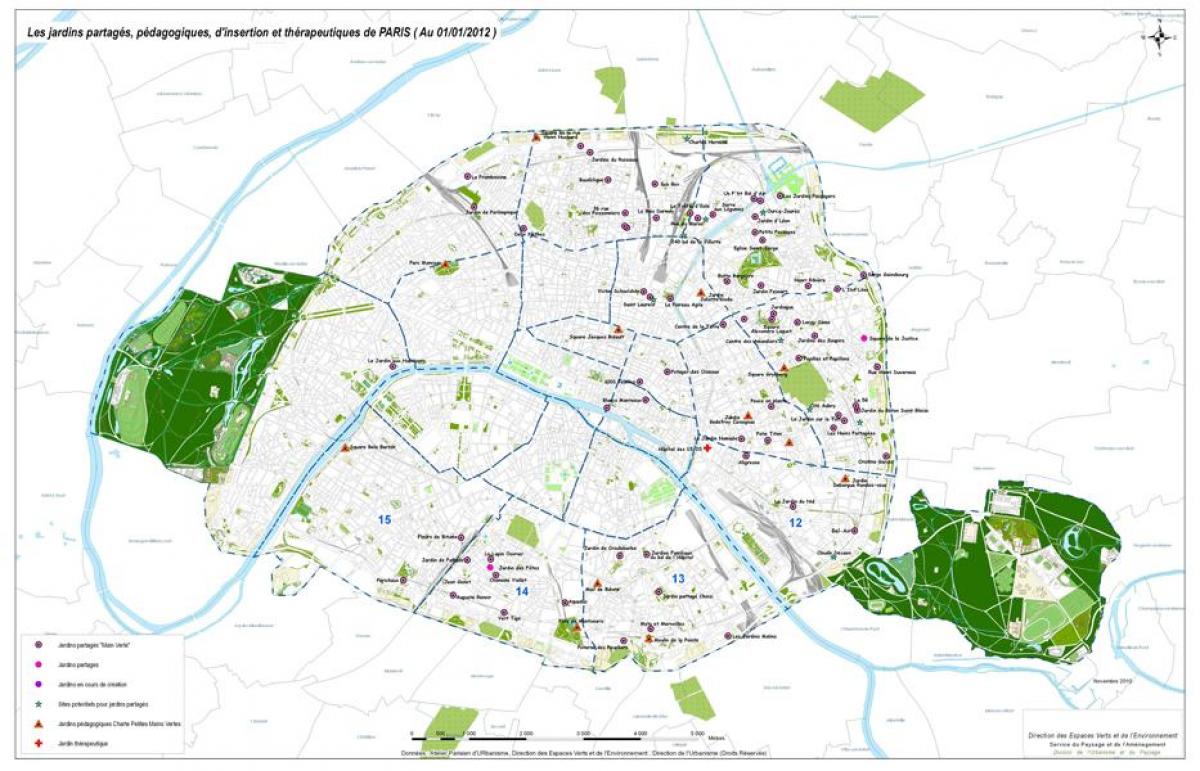 Karta över paris trädgårdar
