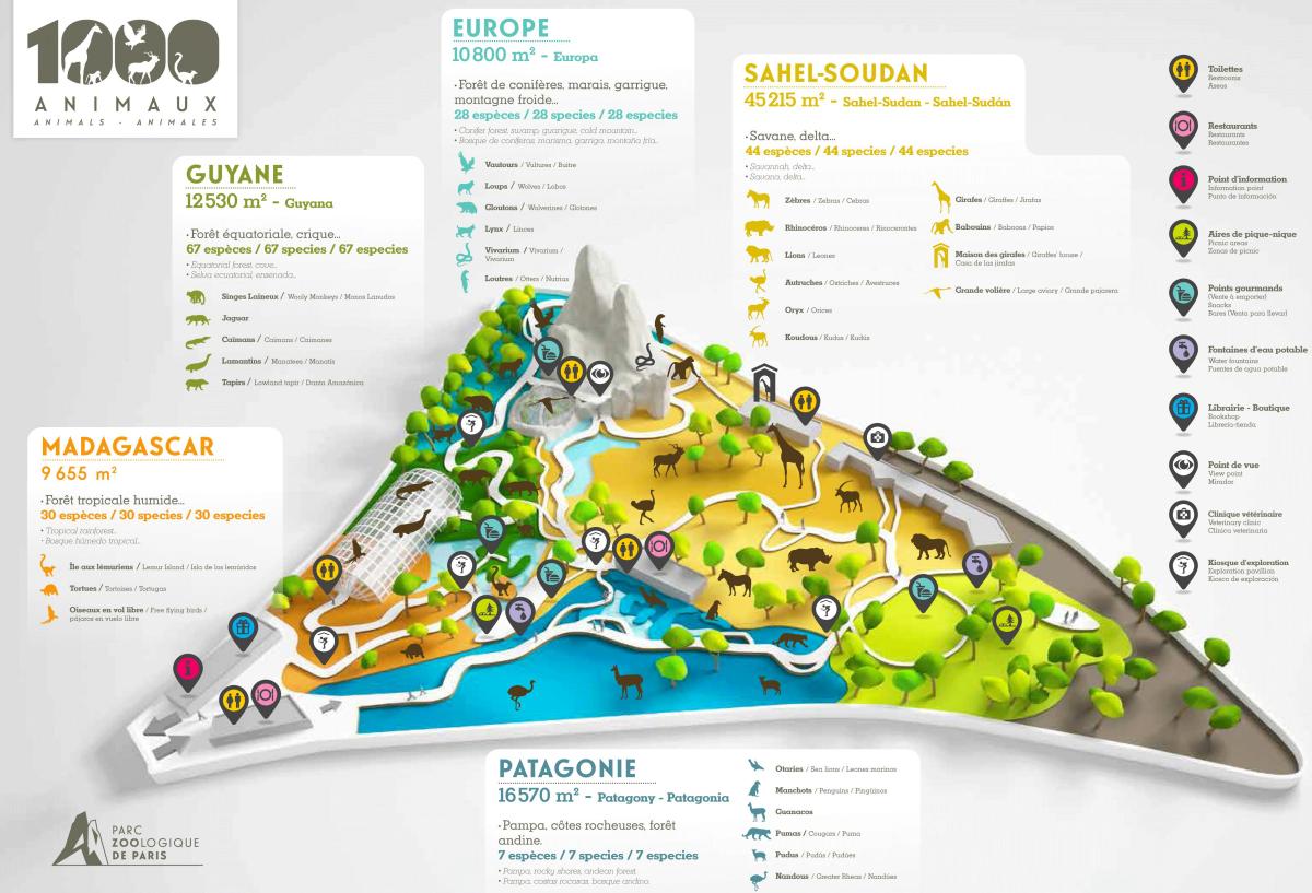 Karta över Paris Zoological Park
