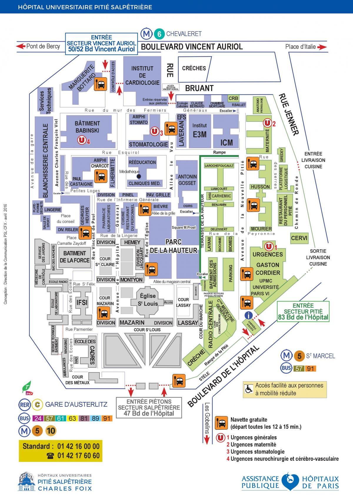 Karta över Pitie Salpêtrière-sjukhuset