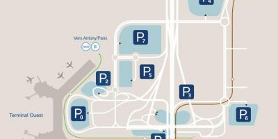 Karta över Orly flygplats parkering