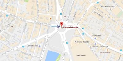 Karta över Place De la Bastille
