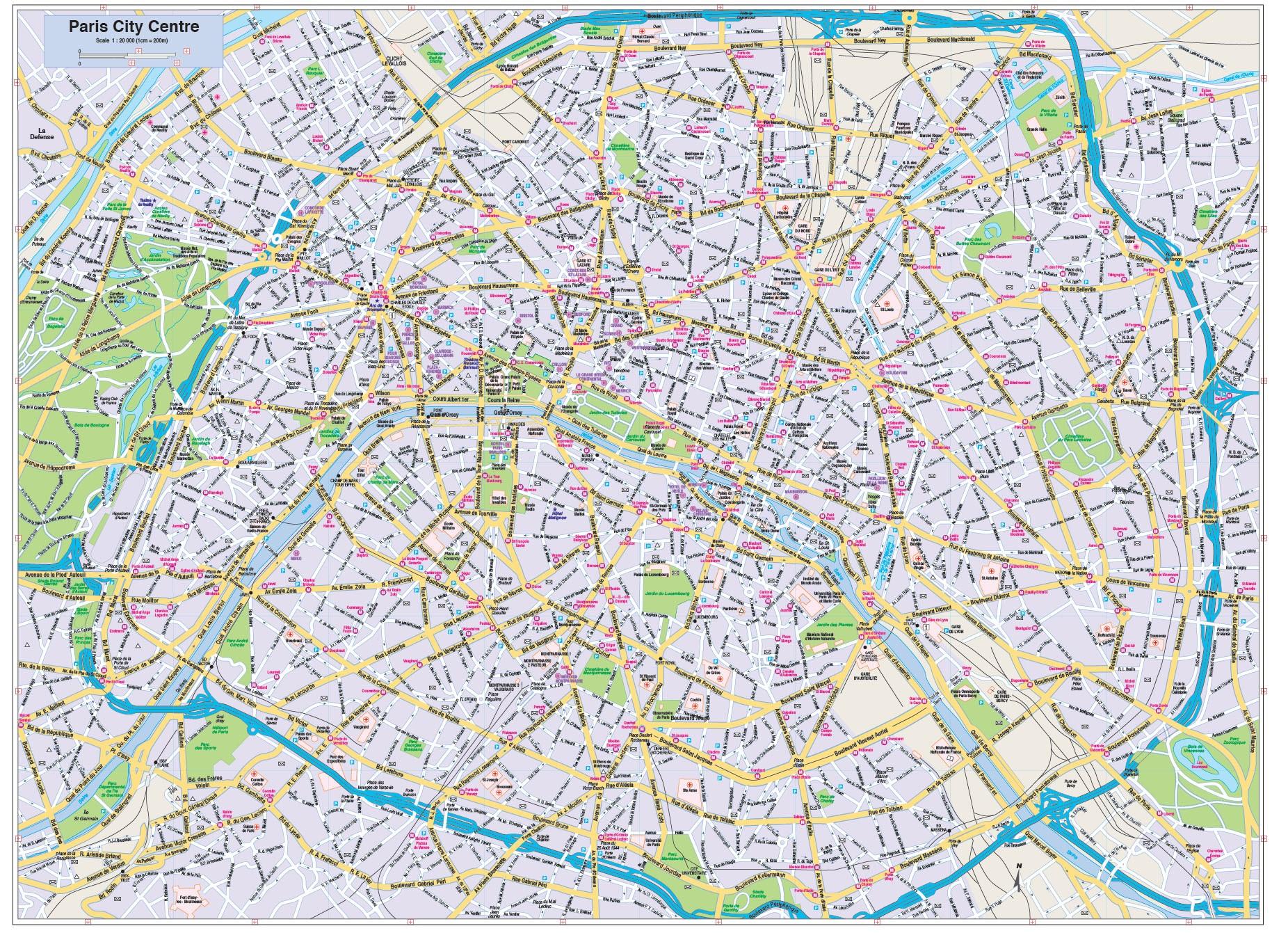 paris karta Paris city center karta   Karta över centrala Paris (Frankrike) paris karta