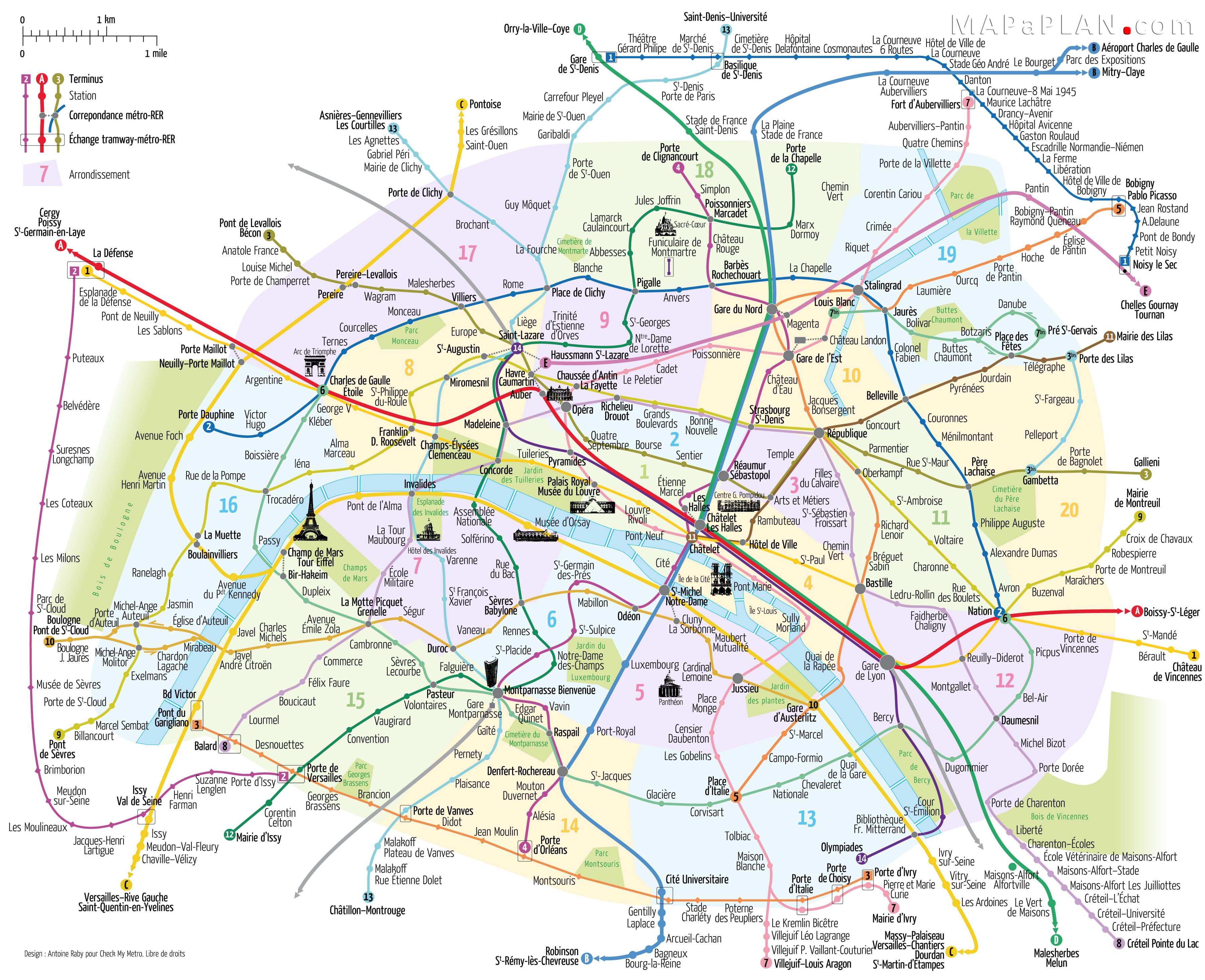 paris karta Paris tunnelbana karta   Karta över Paris tunnelbana (Frankrike) paris karta