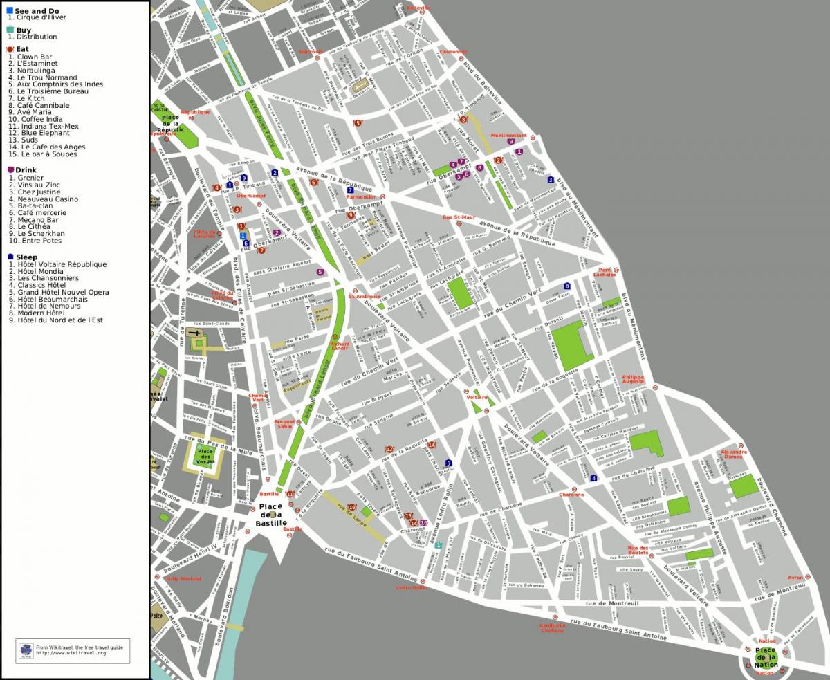 Karta över 11: e arrondissementet i Paris