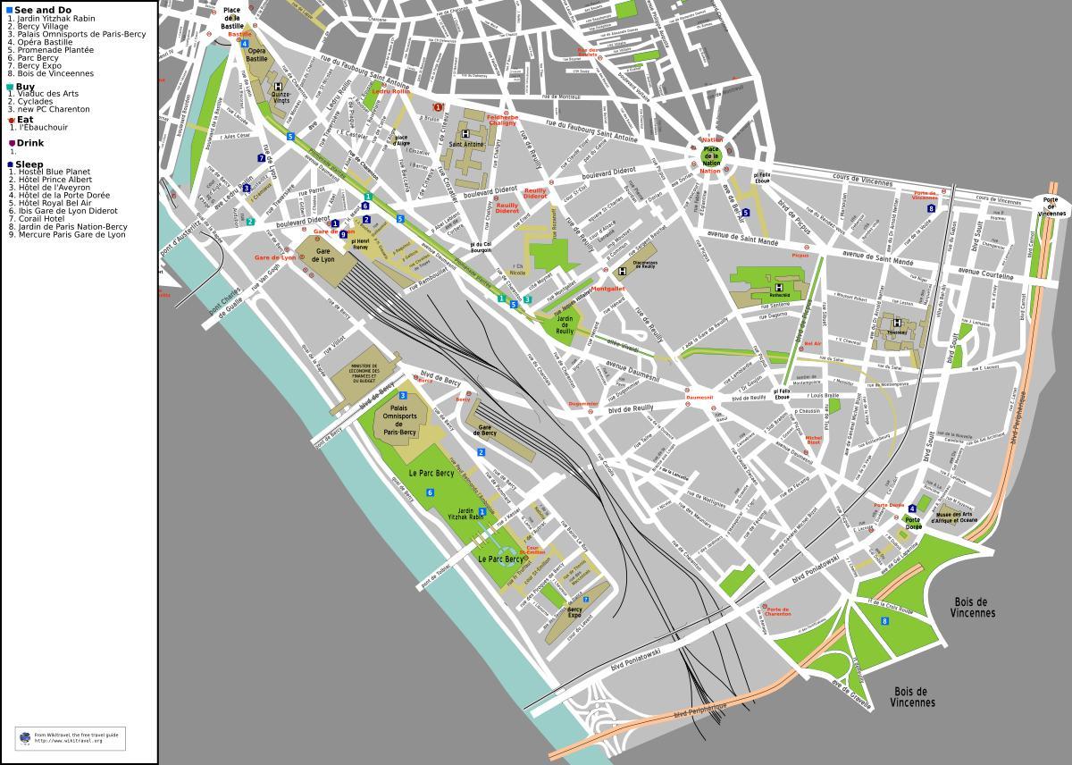 Karta över 12: e arrondissementet i Paris