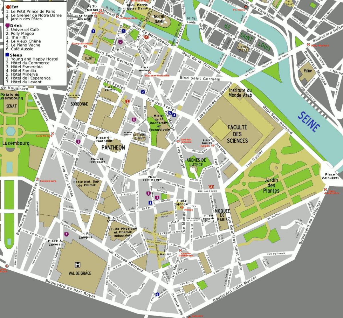 Karta 5: e arrondissementet i Paris