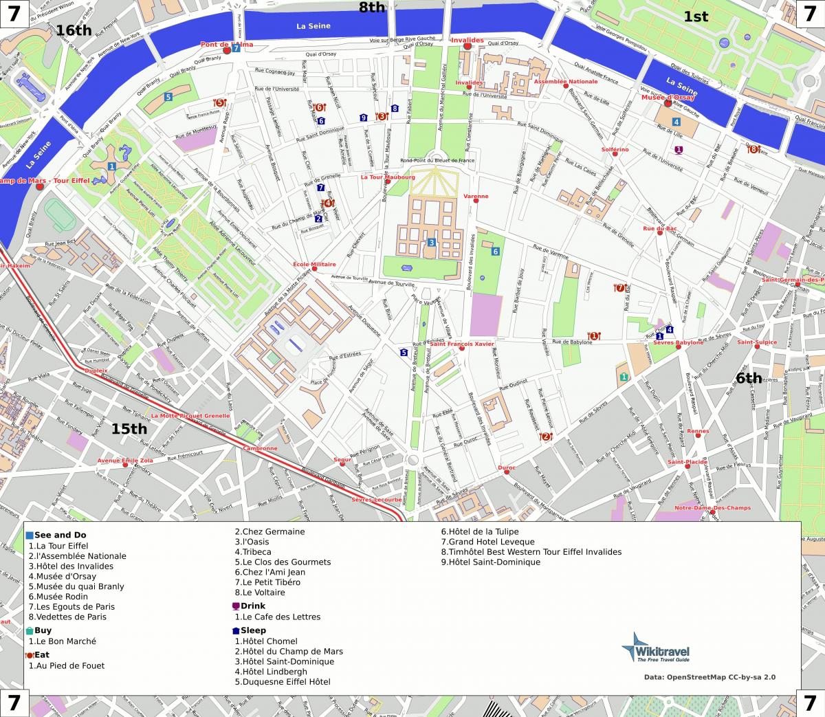 Karta 7: e arrondissementet i Paris