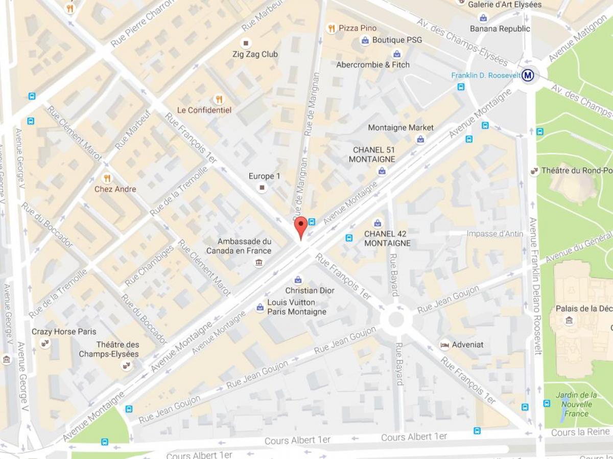 Karta över Avenue Montaigne