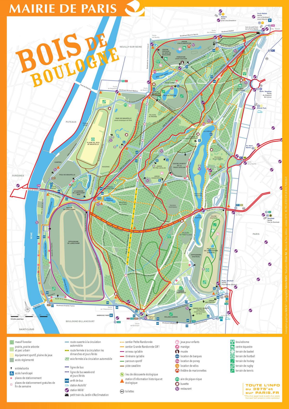Karta över Bois De Boulogne