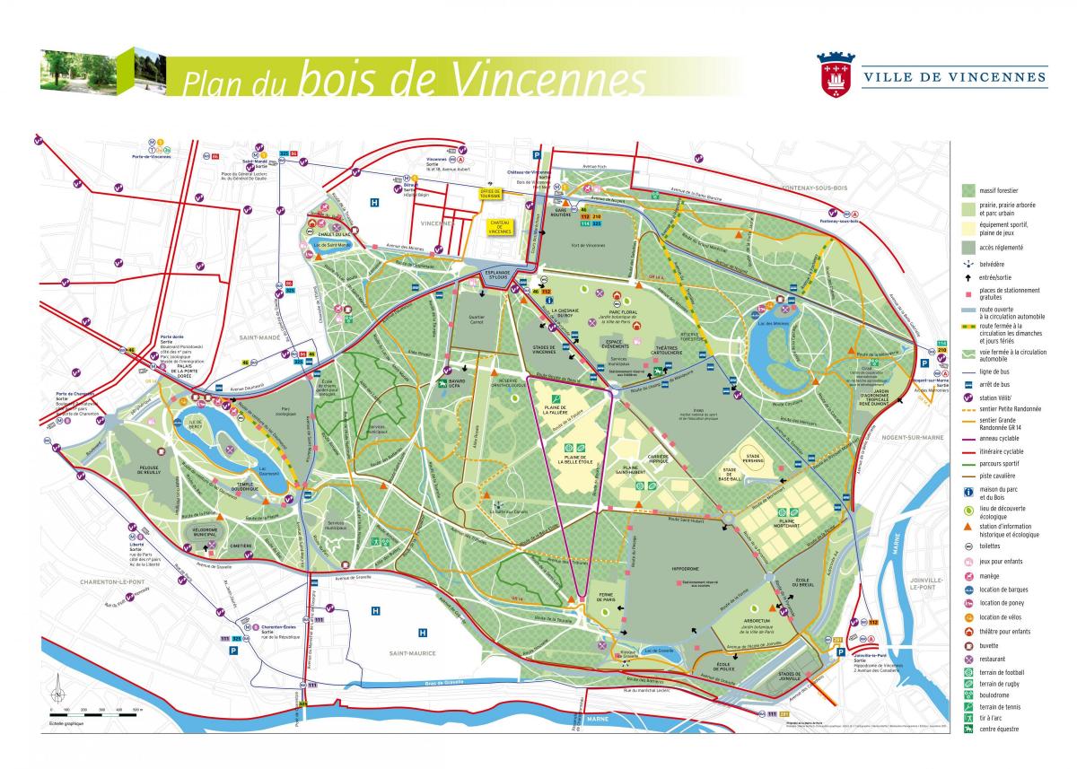 Karta över parken Bois de Vincennes