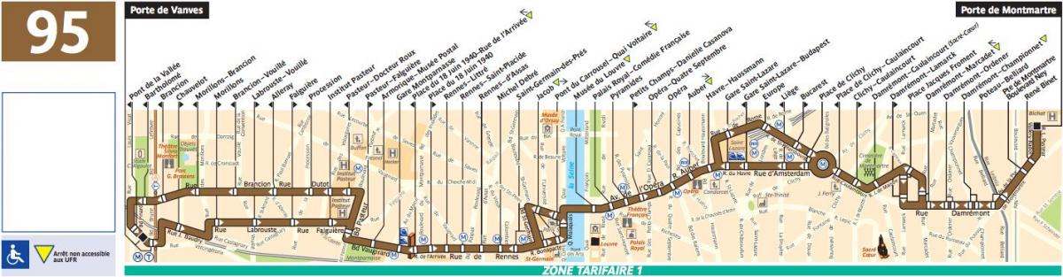 Karta över buss Paris linje 95