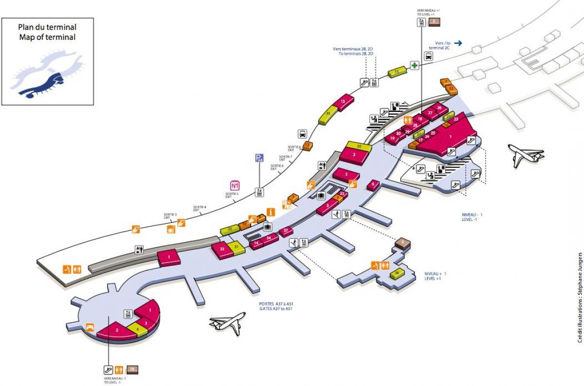 Karta över CDG airport terminal 2A