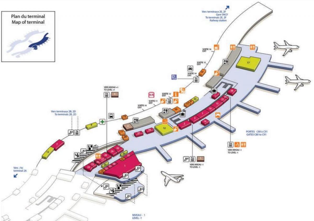 Karta över CDG airport terminal 2C