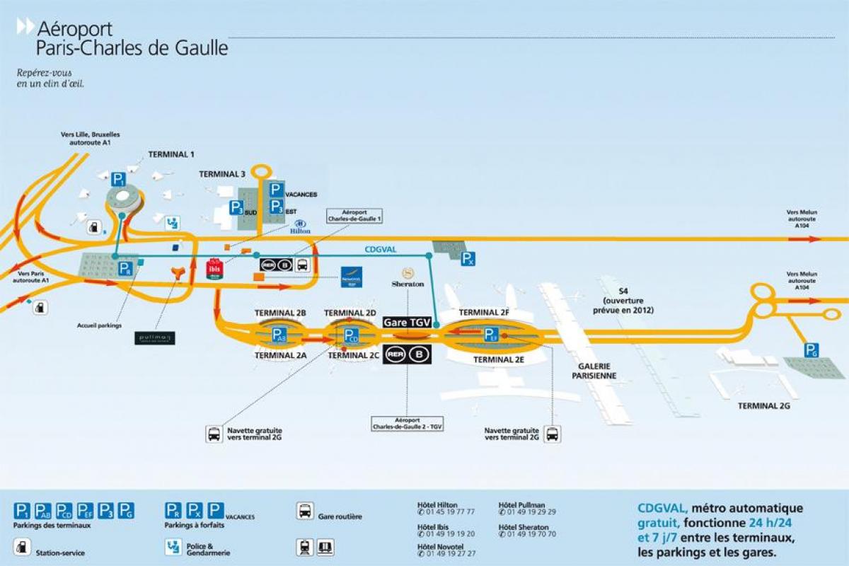 Karta över Charles de Gaulle flygplats