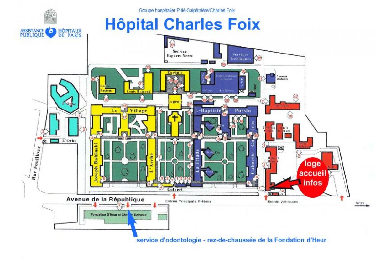 Karta över Charles-Foix sjukhus