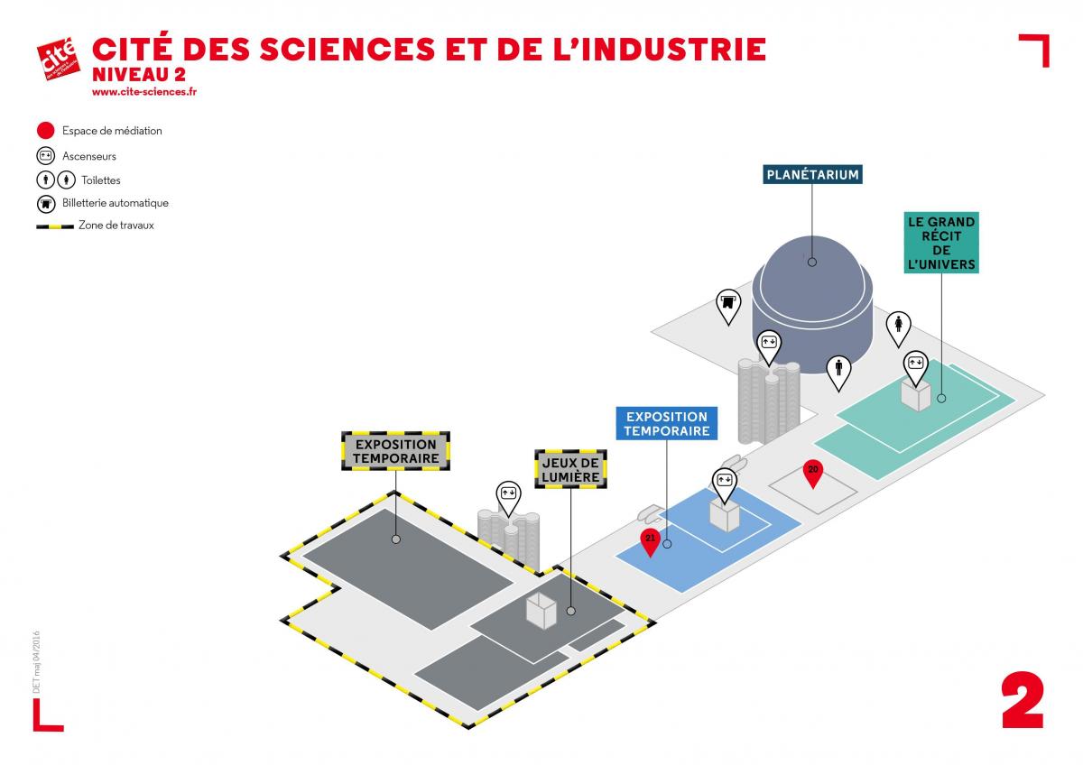 Karta över Cité des Sciences et de l ' Industrie, och Nivå 2