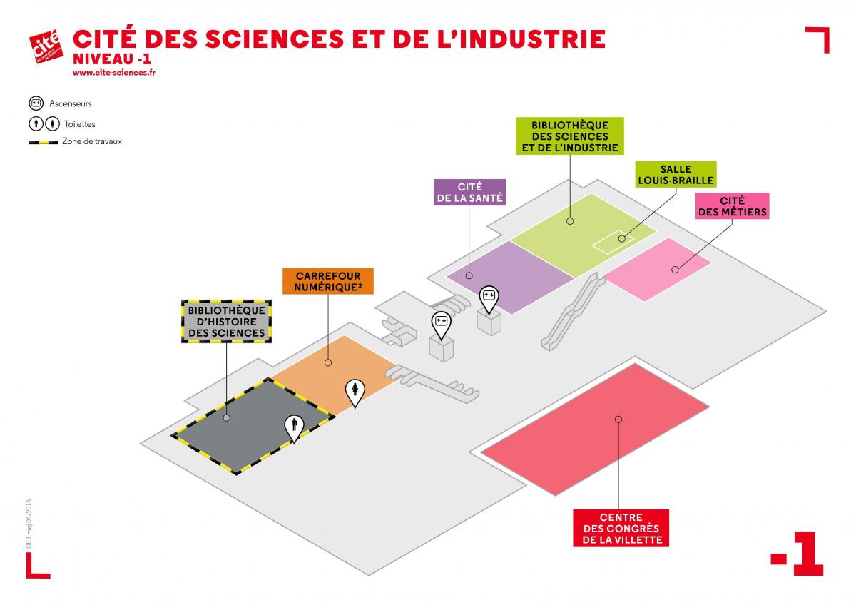 Karta över Cité des Sciences et de l ' Industrie Nivå -1