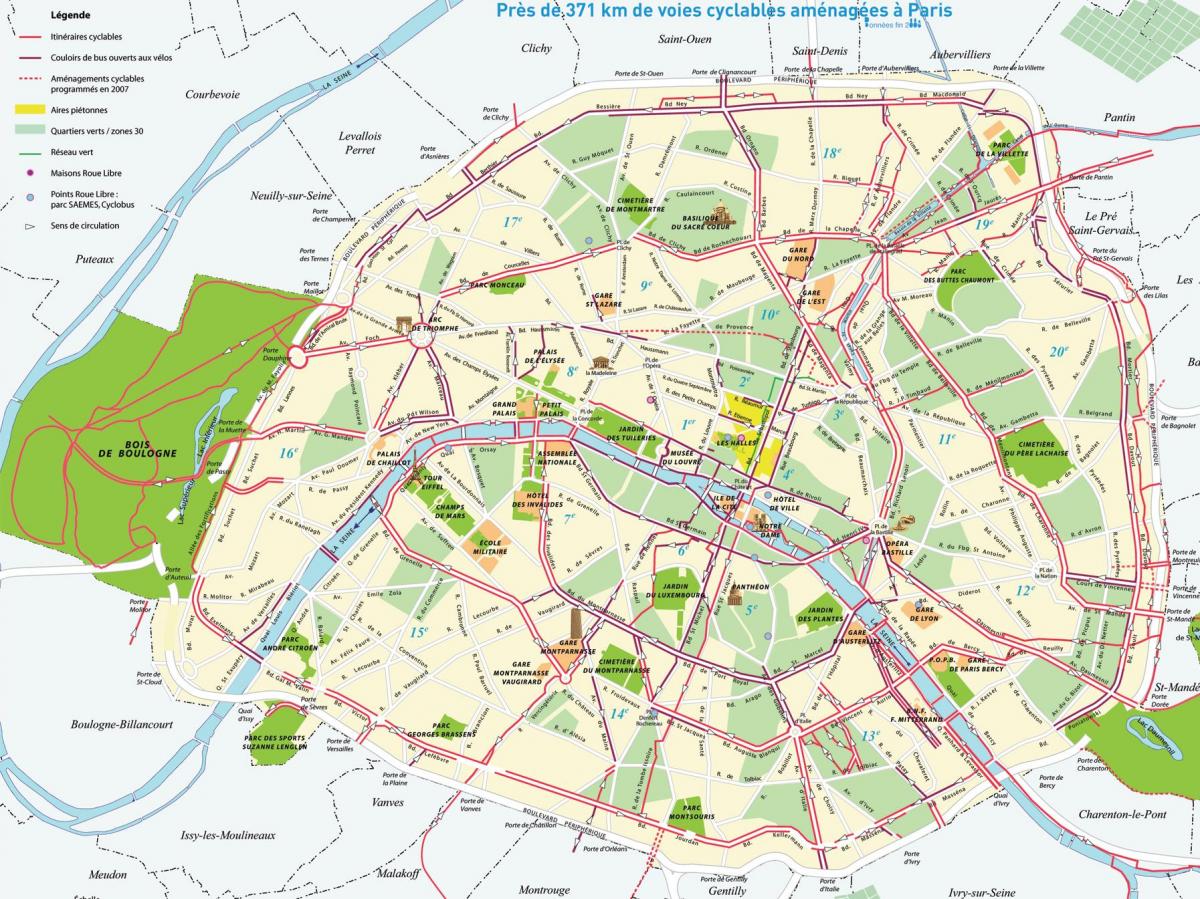 Karta över cykelvägar