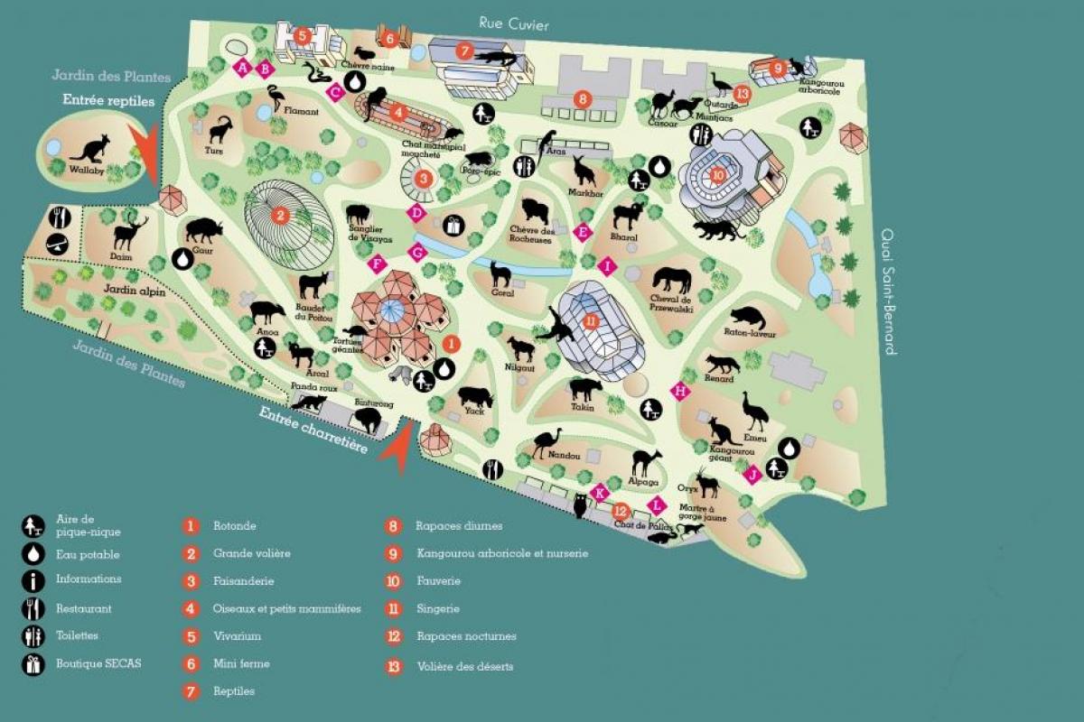 Karta över Ménagerie du Jardin des Plantes