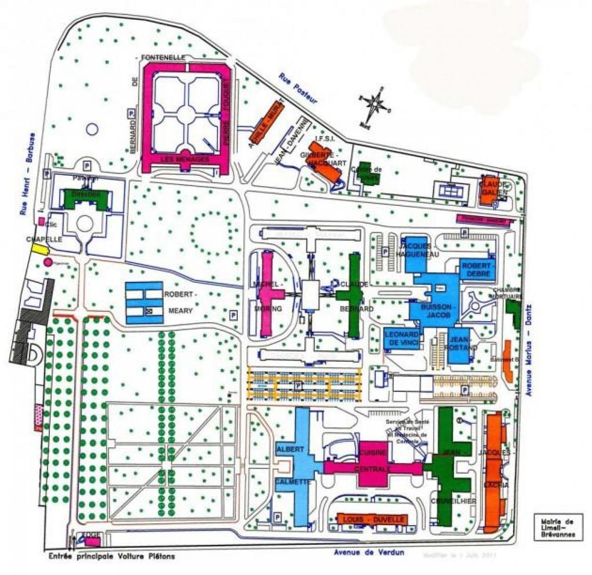 Karta över Emile-Roux sjukhus