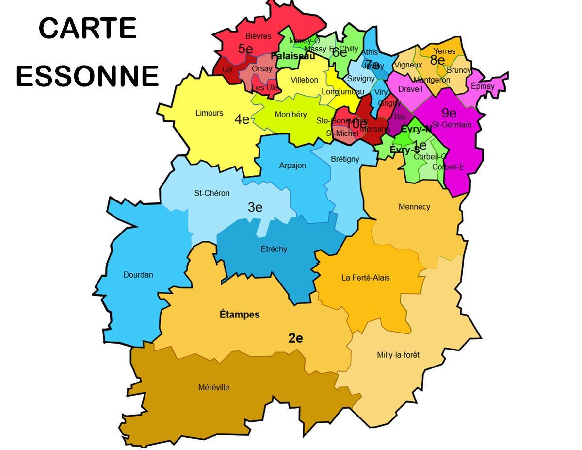 Karta över Essonne