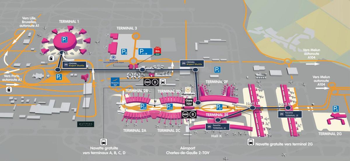 Karta över flygplatsen Roissy