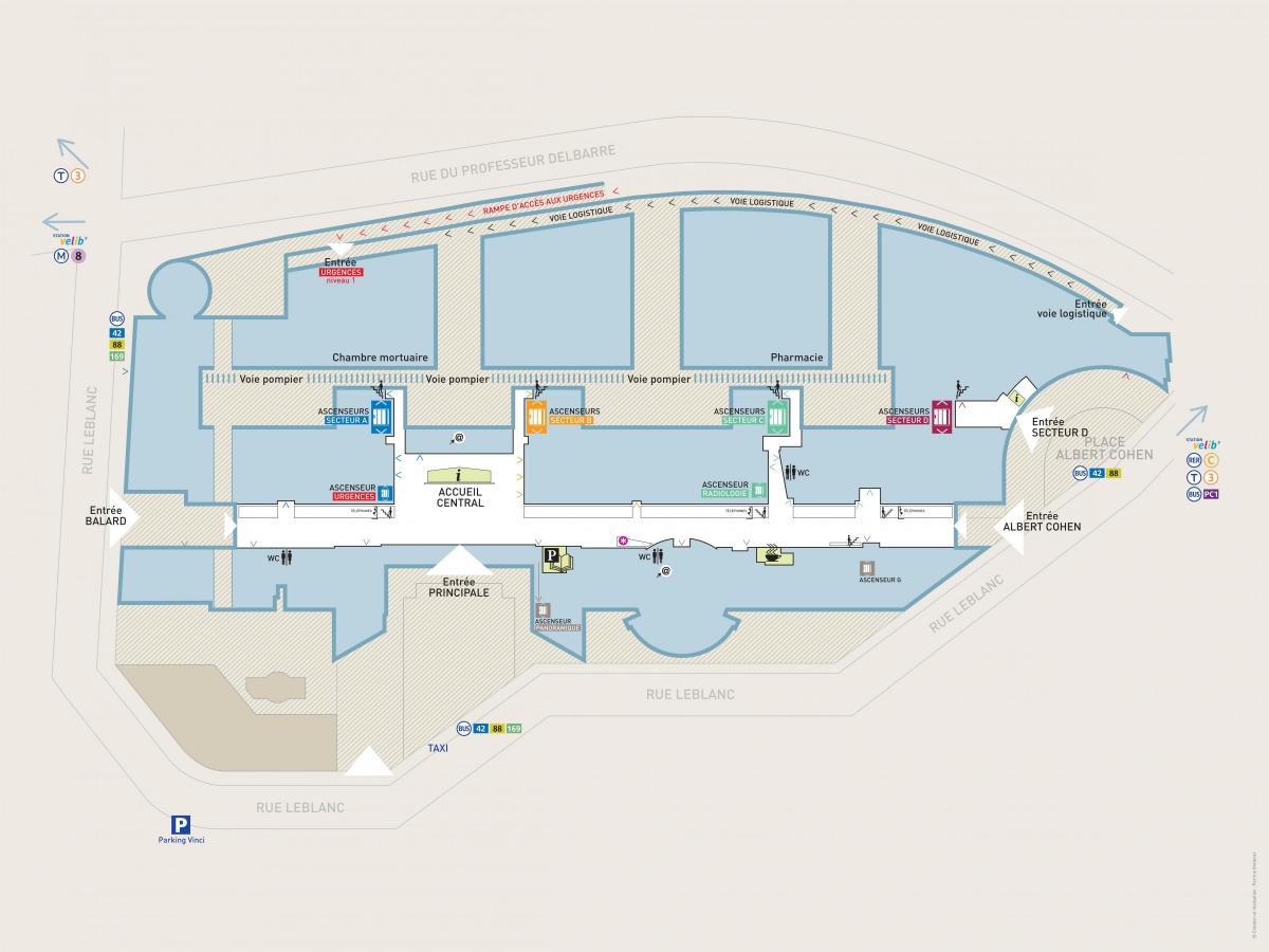 Karta över Georges-Pompidou sjukhus