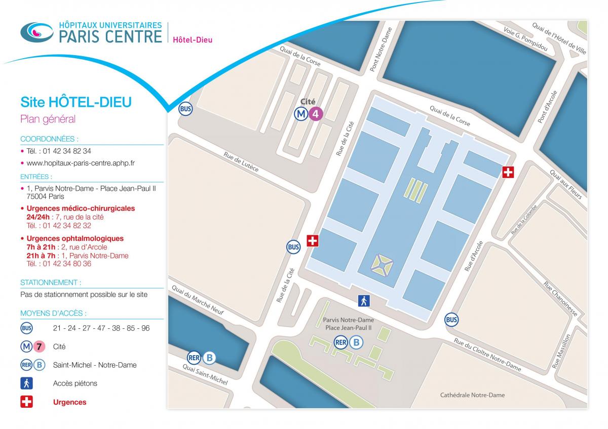 Karta över hopital Hotel-Dieu sjukhus