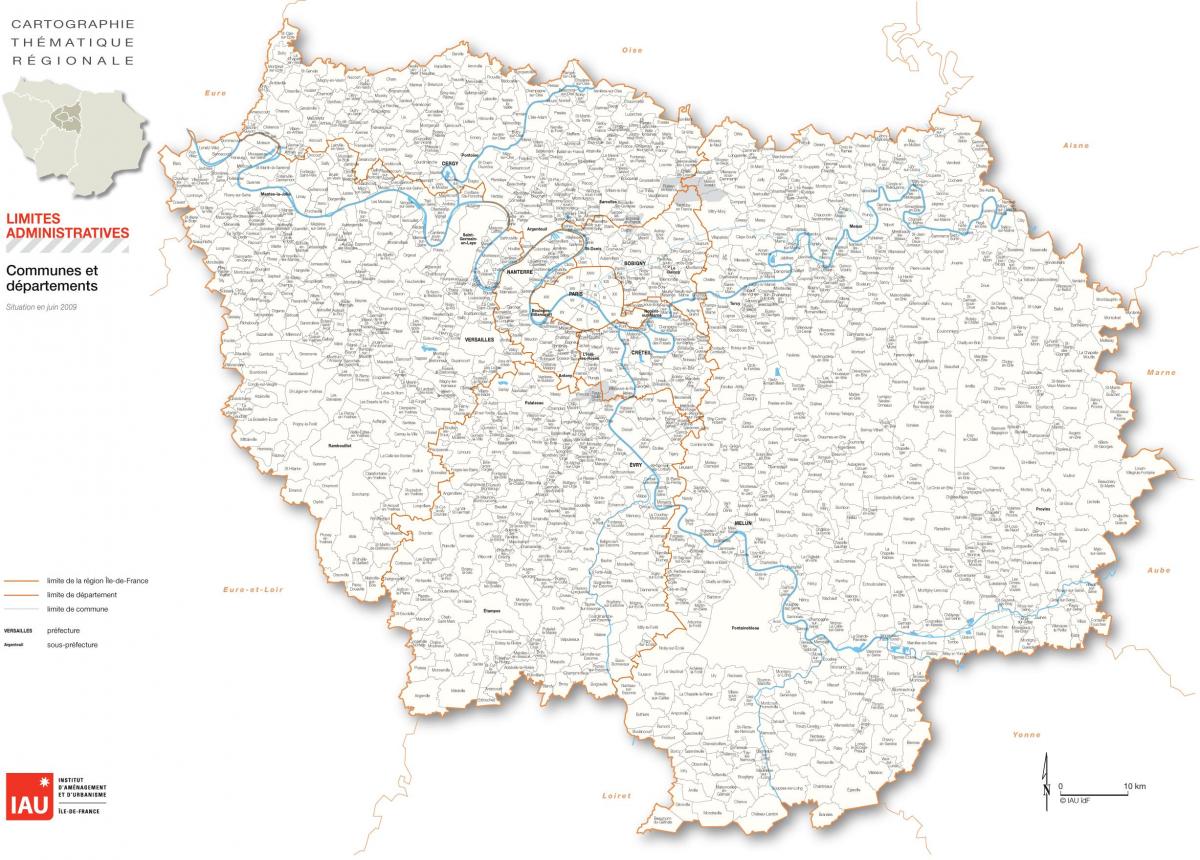 Karta över Ile-de-France