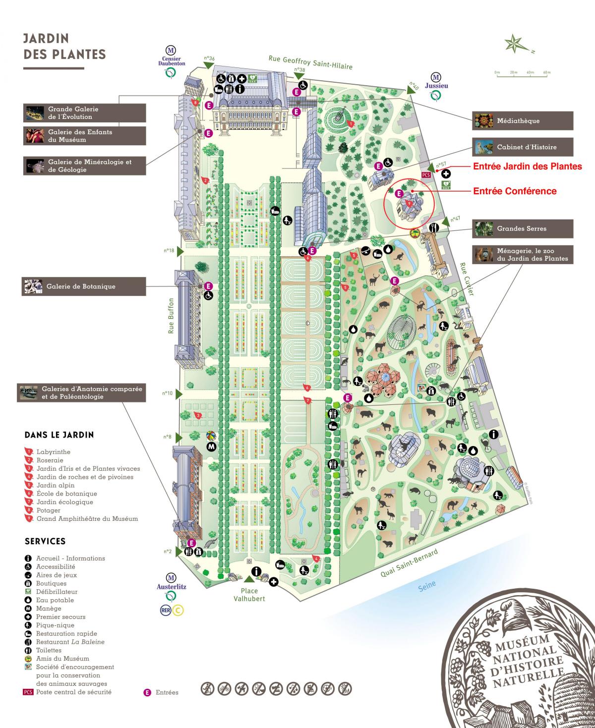 Karta över Jardin des Plantes