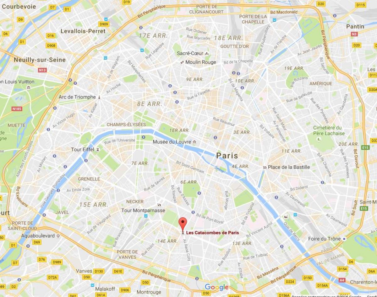 Karta över Katakomberna i Paris