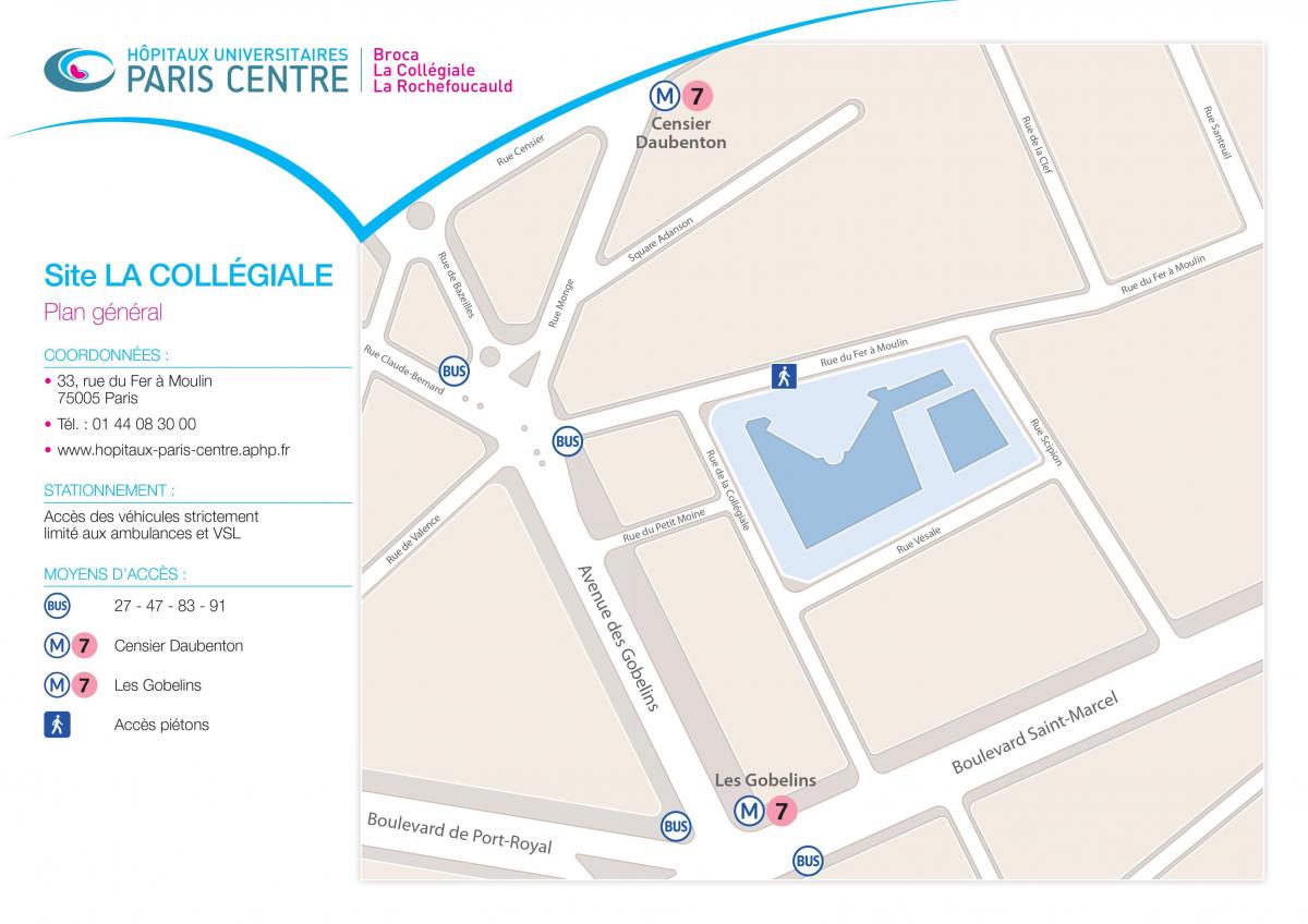 Karta över La Collegiale sjukhus