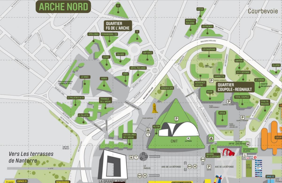 Karta över La Défense Norr Arche