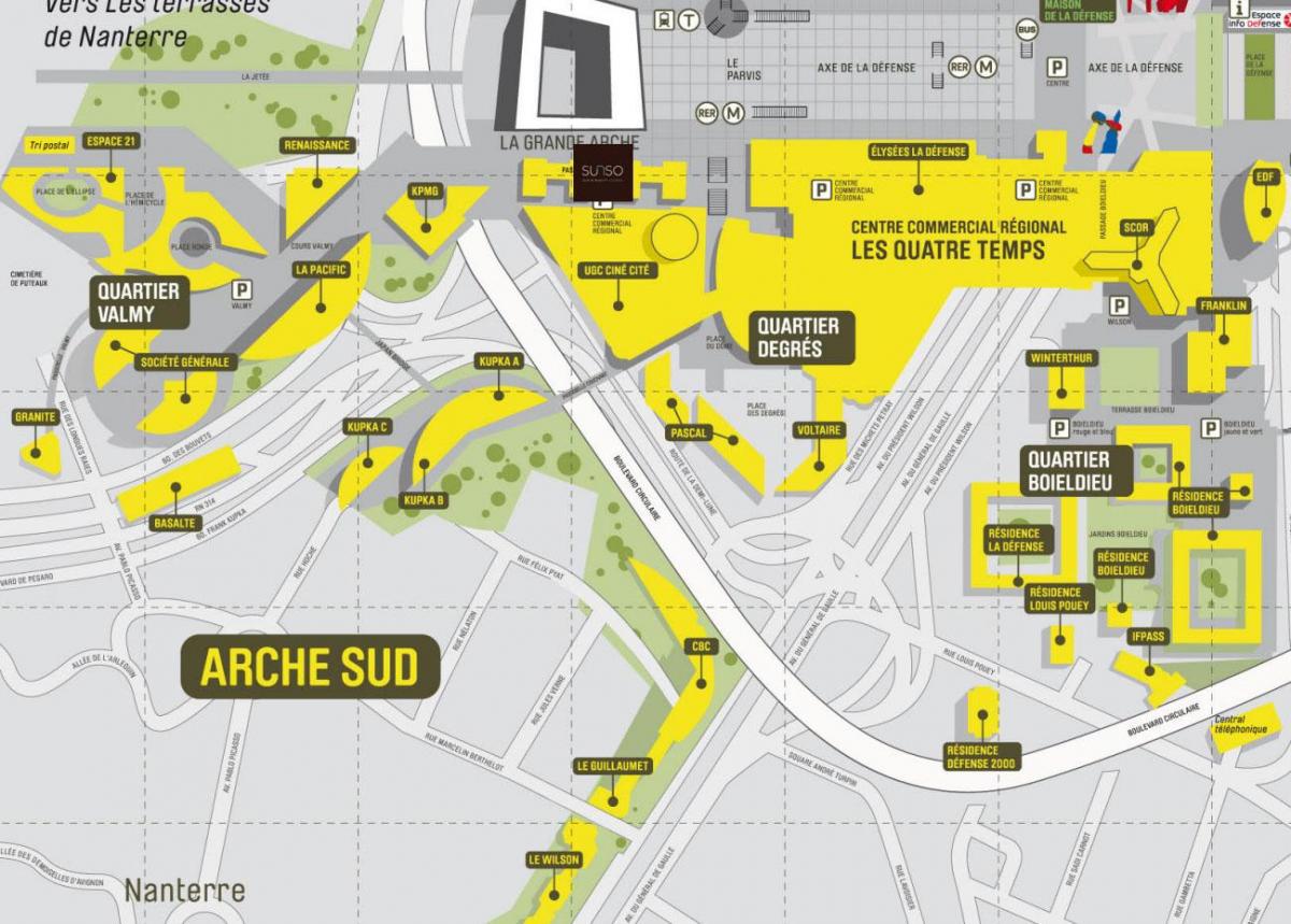 Karta över La Défense Söder Arche