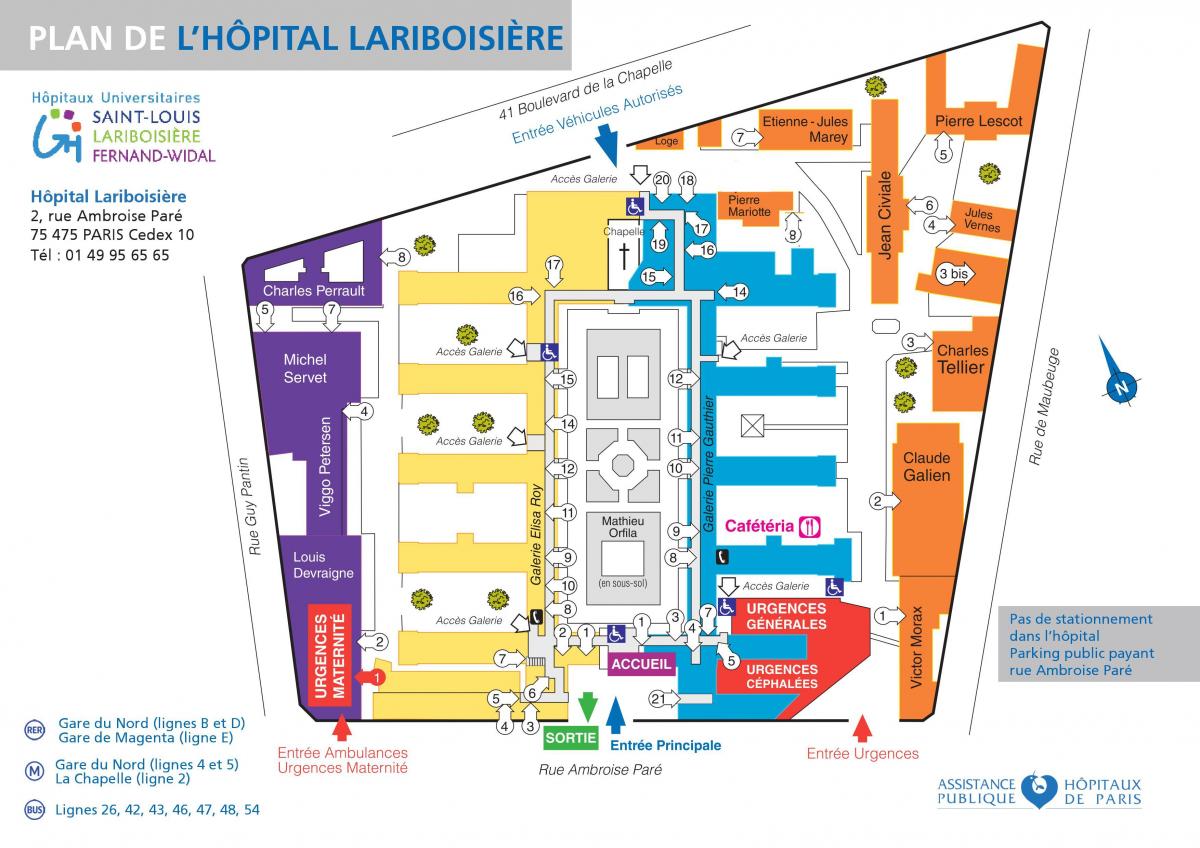 Karta över Lariboisiere sjukhus