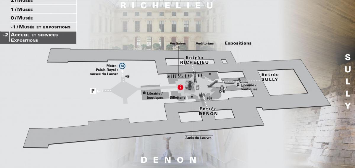 Karta över Louvren Nivå -2