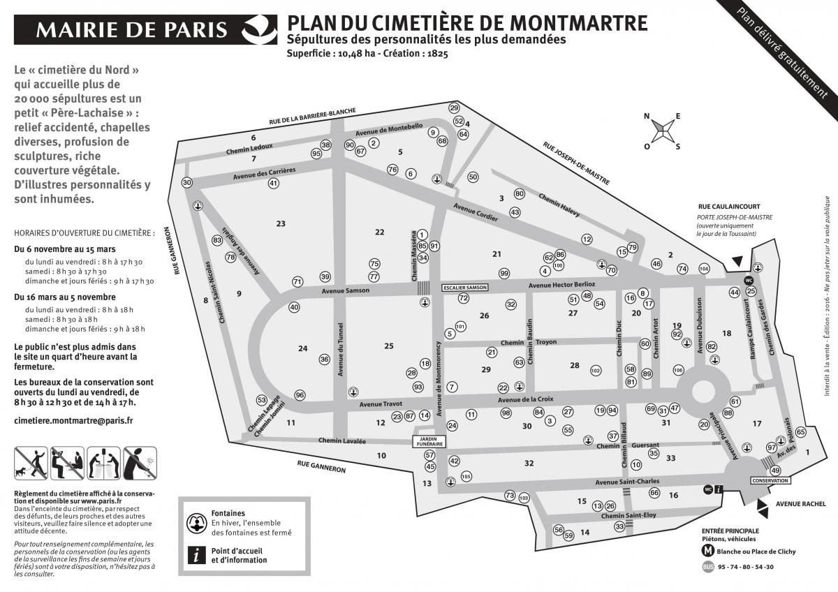 Karta över Montmartre-Kyrkogården