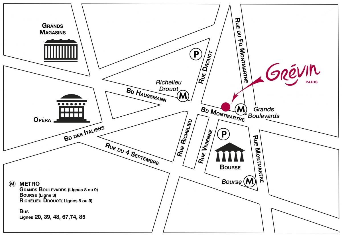 Karta över Musée Grévin