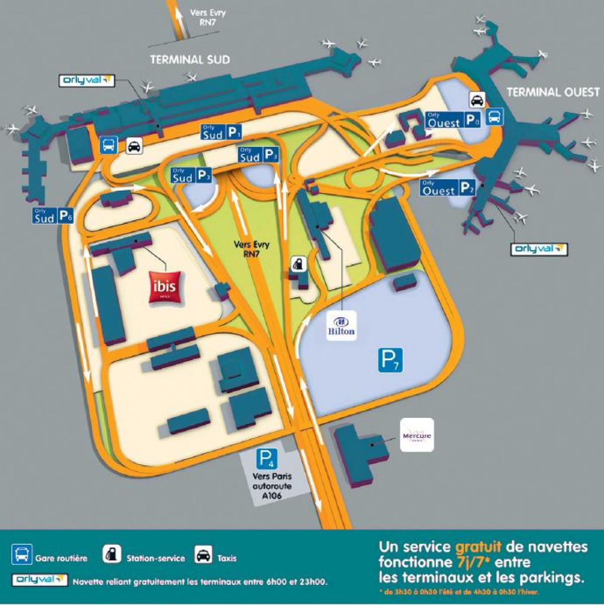 Karta över Orly flygplats