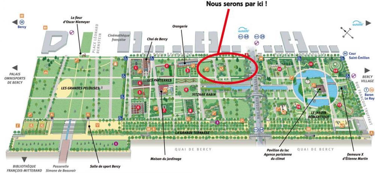 Karta över Parc De Bercy