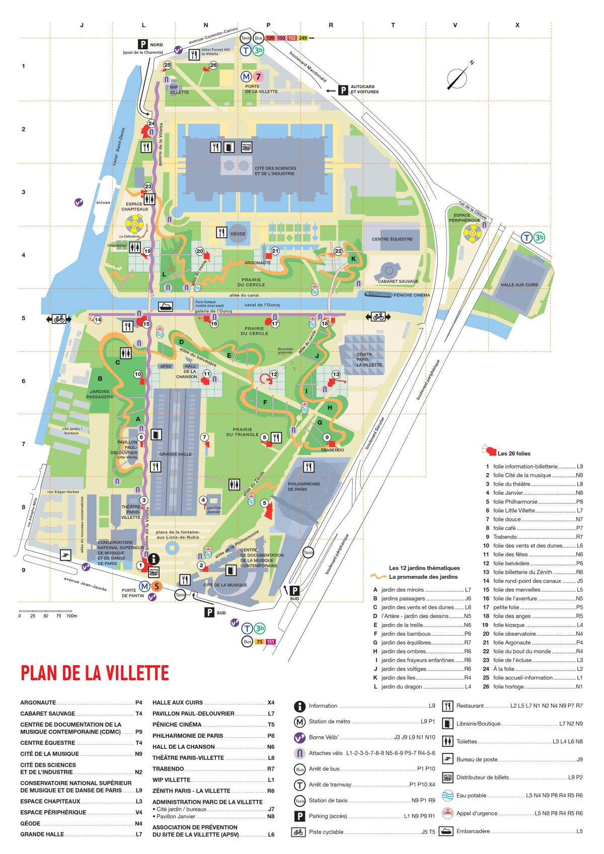 Karta över Parc De la Villette
