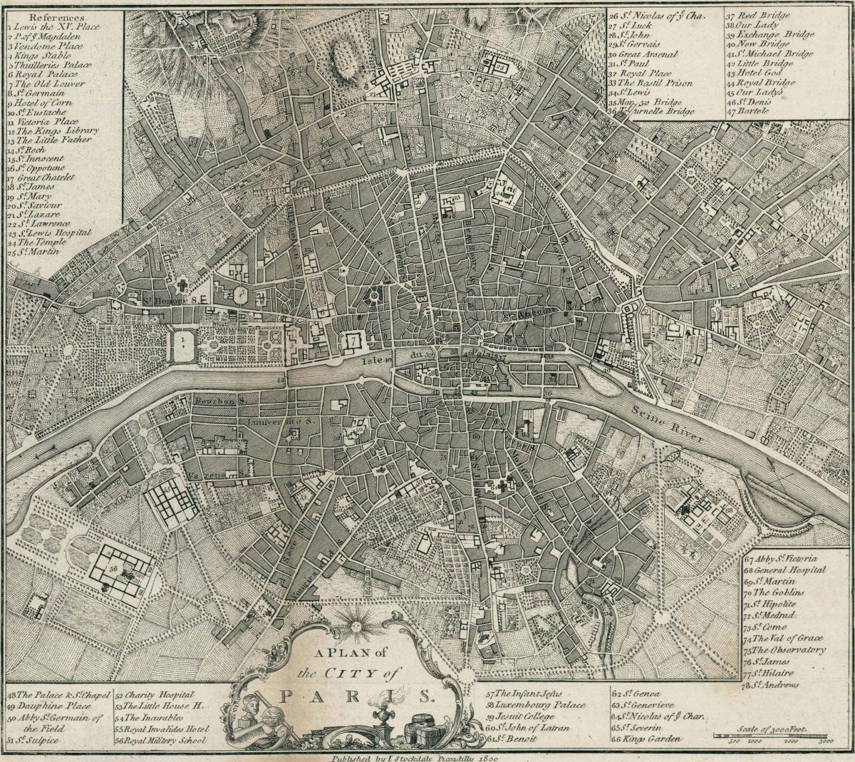 Karta över Paris 1800