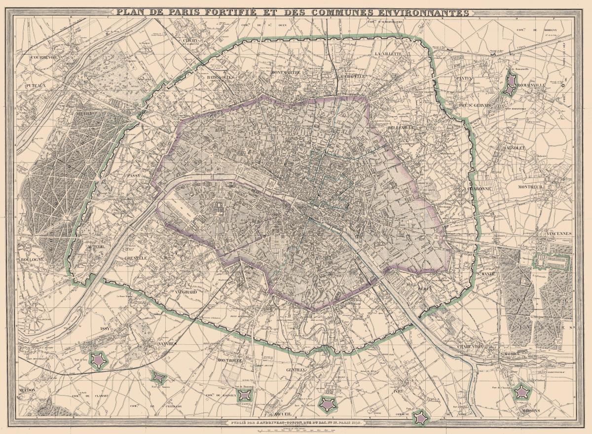 Karta över Paris 1850